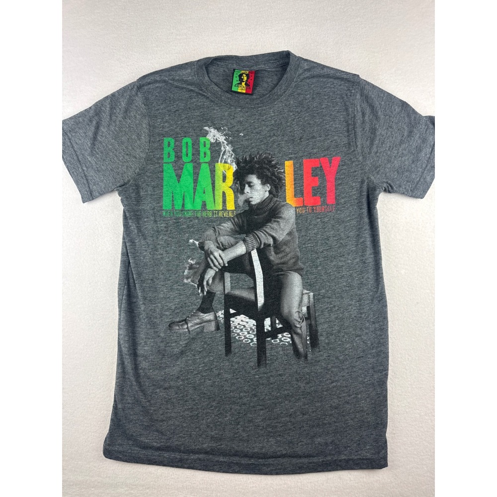 Zion Rootswear Bob Marley Jamaica Collection Graphic Tee Gray Mens Medium